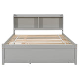 Twin Size Trundle Bed with Bookcase for Kids