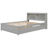 Twin Size Trundle Bed with Bookcase for Kids