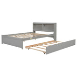 Twin Size Trundle Bed with Bookcase for Kids