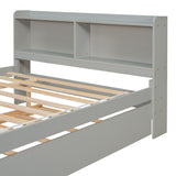 Twin Size Trundle Bed with Bookcase for Kids