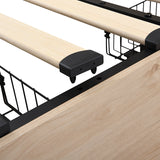 Boho Natural Rattan Headboard BedFrame with 4 Drawers