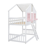 Twin over Twin House Bunk Bed with Roof