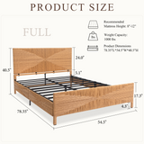 Bohemian Rattan Queen Bed Frame with Headboard and Footboard