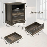 Farmhouse Mid Century Modern Nightstand, 2-Drawer 25" Tall Wood