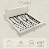 Cloud Bed Frame | Ribbed Chenille Upholstered Bed | 5.9" Padded Headboard – Queen & King