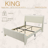 Yechen Boucle Upholstered Bed Frame Wingback Bed with Enclosed Design