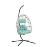 Luxurious Outdoor Egg Hanging Chair with Stand - All-Weather Rattan Swing for Patio & Bedroom