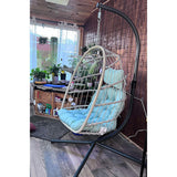 Luxurious Outdoor Egg Hanging Chair with Stand - All-Weather Rattan Swing for Patio & Bedroom