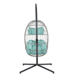 Luxurious Outdoor Egg Hanging Chair with Stand - All-Weather Rattan Swing for Patio & Bedroom