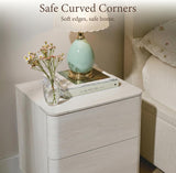 Nightstand with 2 Push to Open Drawers & Hidden Compartment | 22'' Curved Bedside Table | Mid-Century Modern