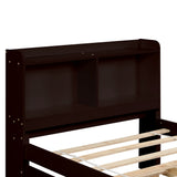Twin Size Trundle Bed with Bookcase for Kids