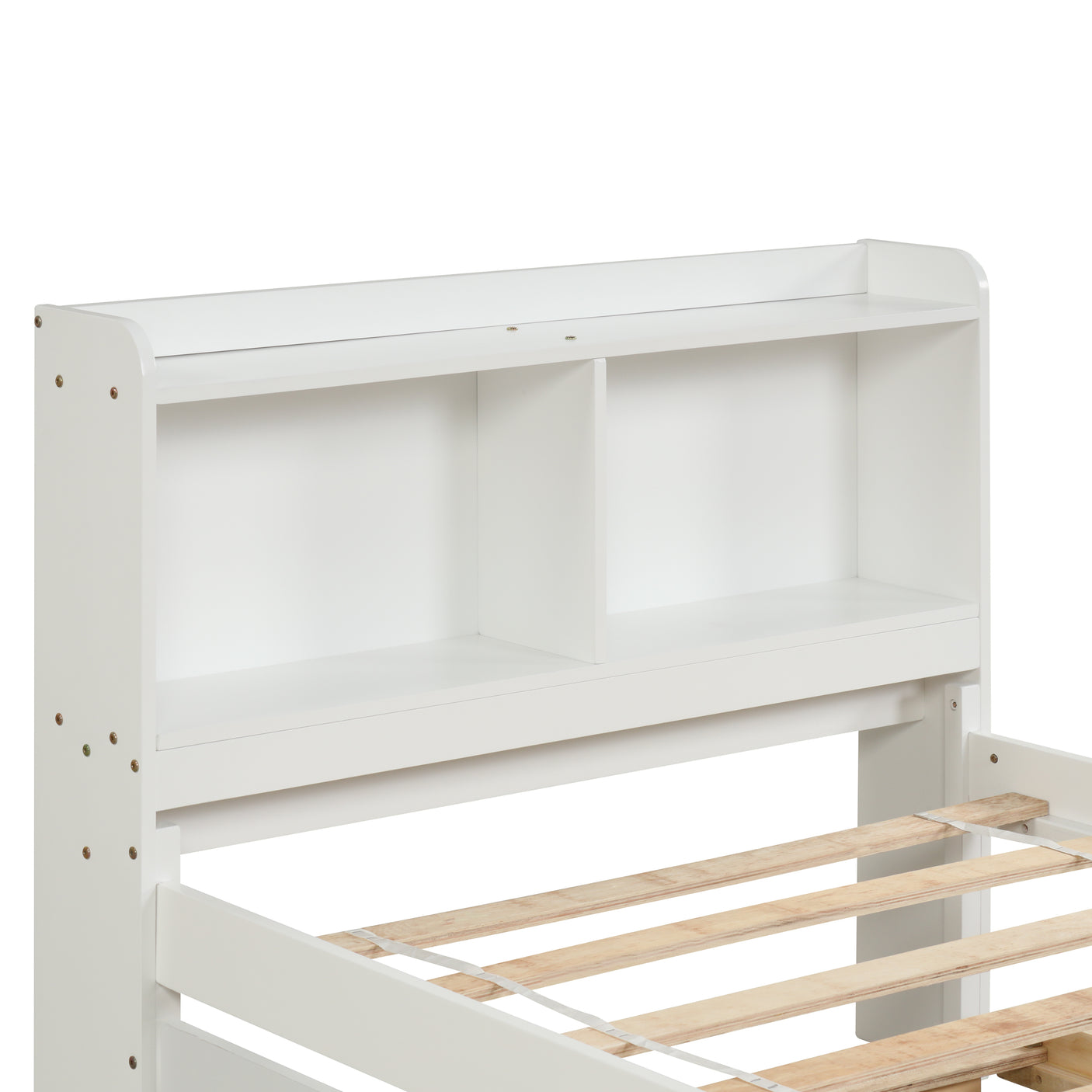 Twin Size Trundle Bed with Bookcase for Kids