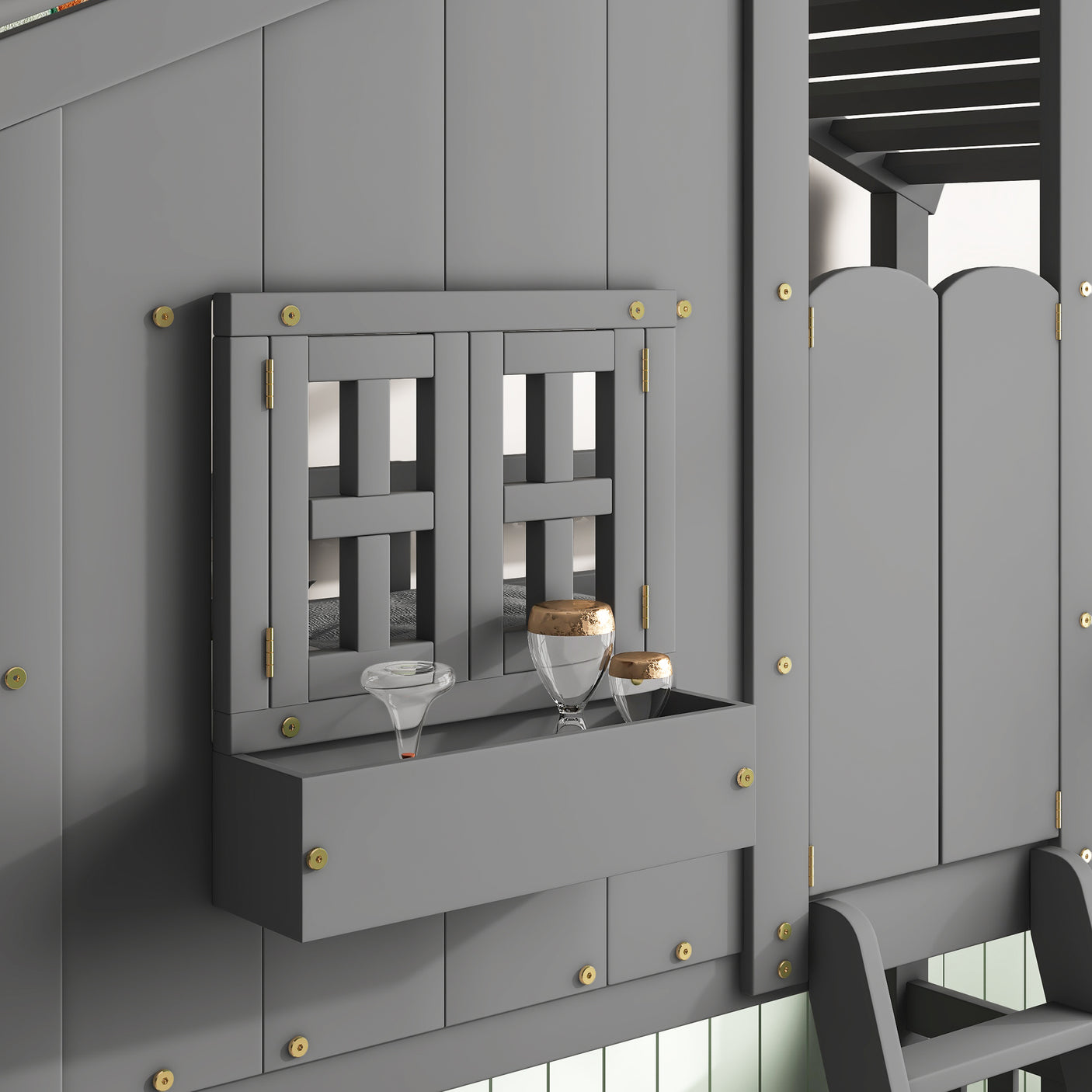 Twin over Twin House Bunk Bed with Roof