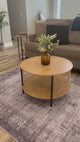 Yechen Boho Coffee Table Set of 3 – Hand-Woven Natural Rope, 2-Tier Round Wood Top & Metal Frame | Living Room Side Tables