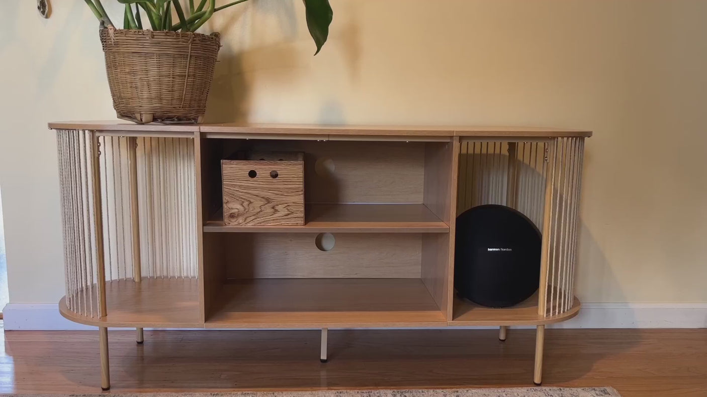 Yechen Boho TV Stand for 55-60" TV – Natural Rope Entertainment Center with Storage