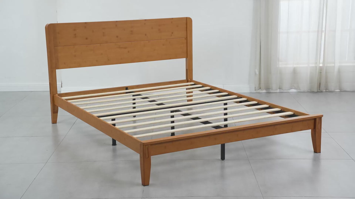 (Pre-Order) Yechen Bamboo Bed Frame | Japandi Platform Bed, 1000lbs, No Box Spring