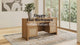 Yechen 57" Rattan Executive Desk — Built-in Charging Station, 5 Drawers & File Cabinet | Farmhouse Home Office