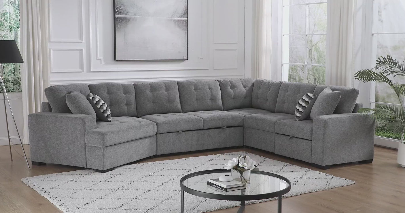 149'' Oversized Large Sectional Sleeper Sofa with Pull Out Bed & Cuddler | 7-Seater L-Shaped Sectional Couch with Chaise Lounge