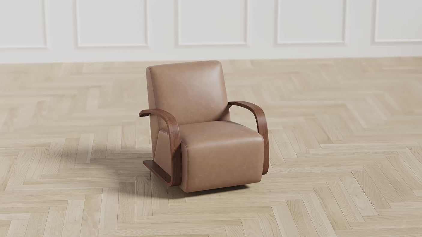 Wood Armrest Single Swivel Sofa Chair