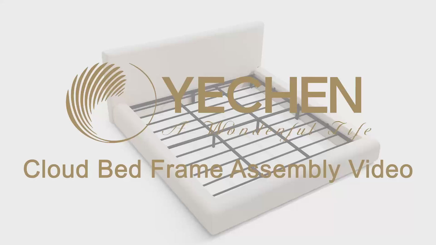 Cloud Bed Frame with Removable Headboard | Boucle Upholstered | Queen & King