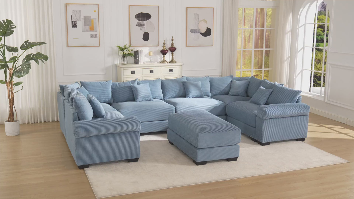 54" Oversized Corduroy Modular Sectional Sofa - Premium Comfort with High-Density Foam & Flexible Design