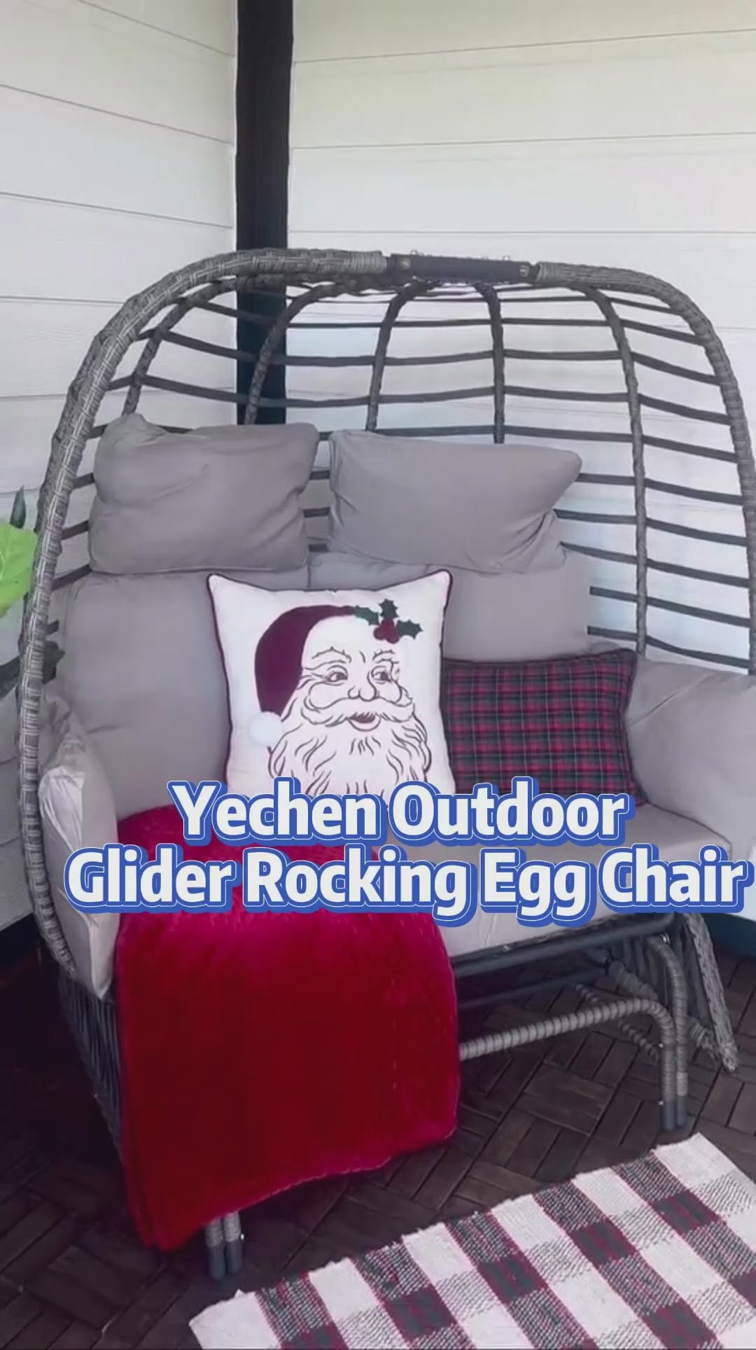 Outdoor Gliding Rocking Steel Stand Double Egg Chair