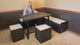 47 Inch Corner Dining Table Set with Storage Stool and Storage Bench