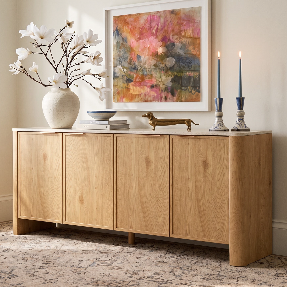 Mid-Century Sideboard with Faux Marble Top