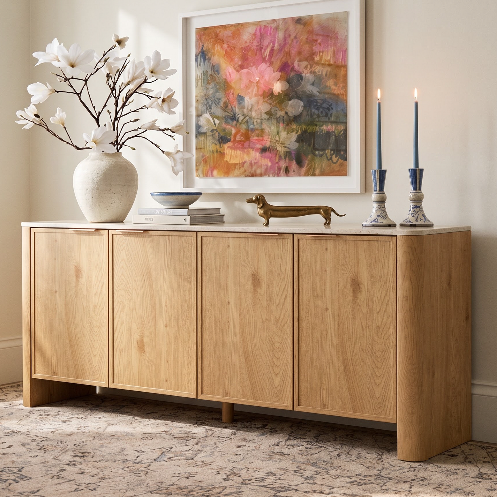 Mid-Century Sideboard with Faux Marble Top
