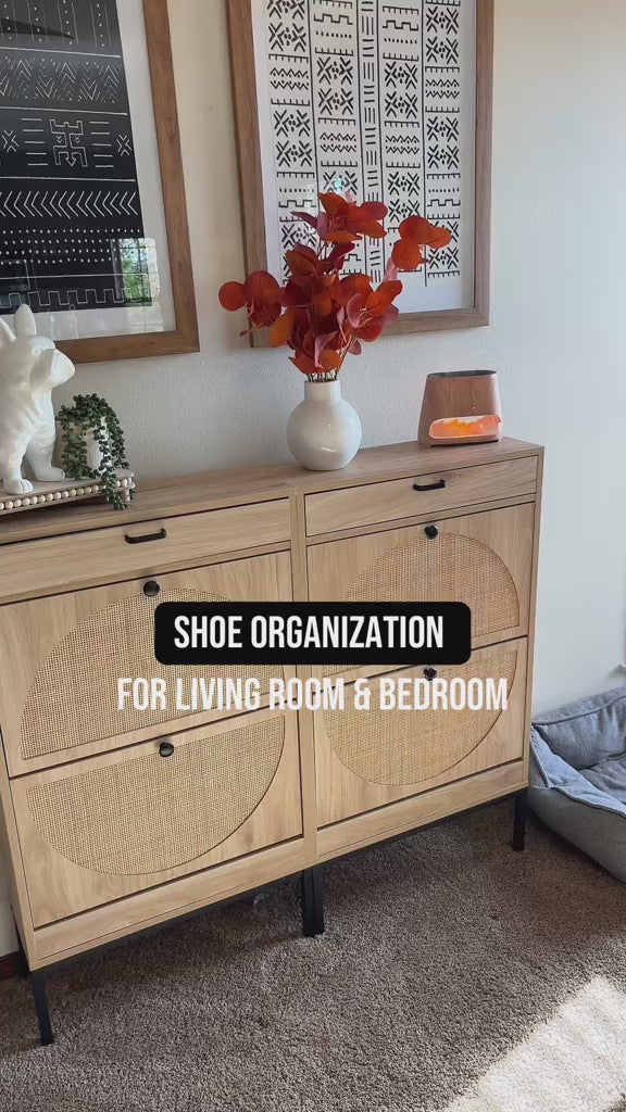 Freestanding Shoe Cabinet with 4 Flip Drawers