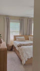 Boho Cane Wood Bed | Natural Rattan Headboard, 4 Storage Drawers, Light Oak Platform Frame