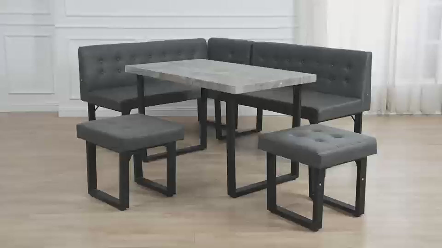 Yechen 5-Piece Modern Dining Table Set – Space-Saving Rectangular Kitchen Table with 4 Chairs for Small Spaces, Apartments, and Breakfast Nooks