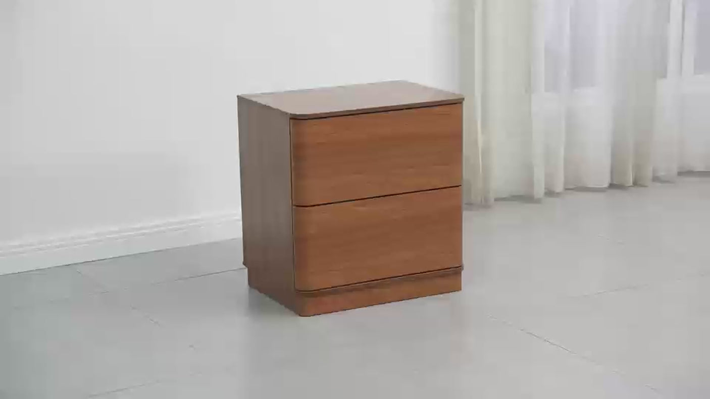 Yechen Natural Oak Nightstand — 2-Drawer Bedside Table with Hidden Storage