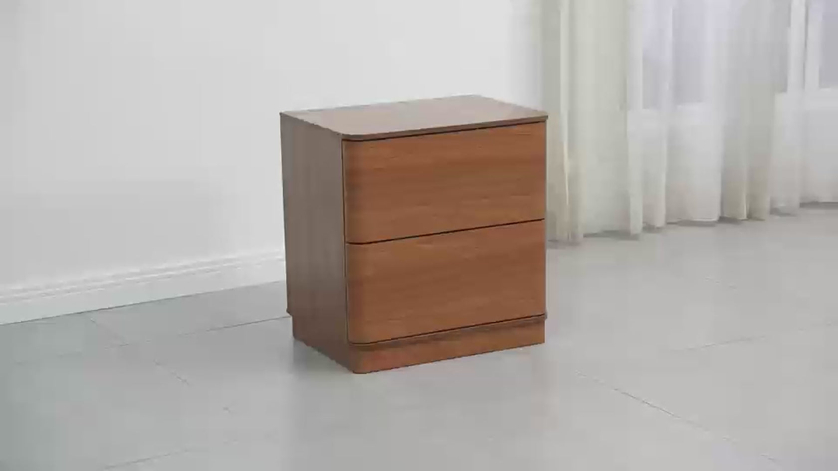 Yechen Natural Oak Nightstand — 2-Drawer Bedside Table with Hidden Storage