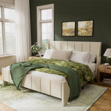 Yechen Boucle Upholstered Bed Frame Wingback Bed with Enclosed Design