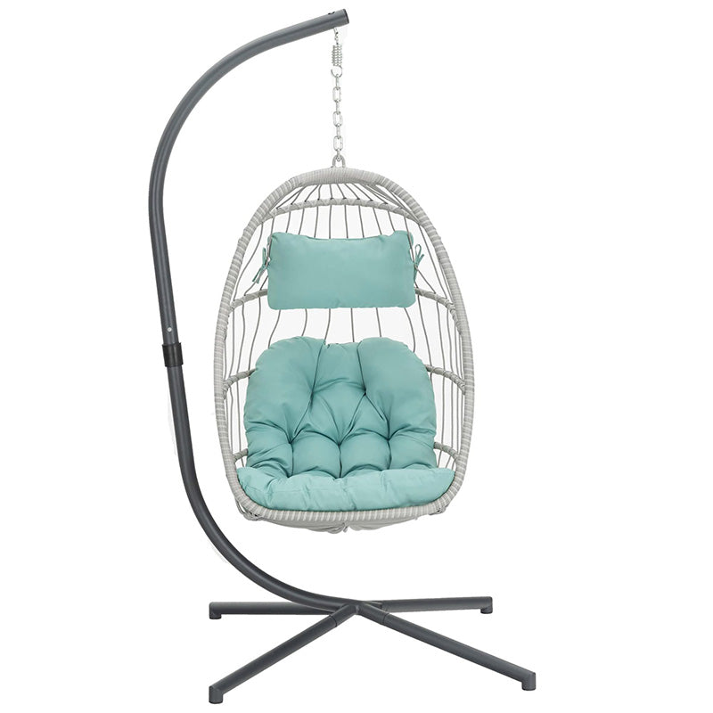 Luxurious Outdoor Egg Hanging Chair with Stand - All-Weather Rattan Swing for Patio & Bedroom