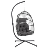 Luxurious Outdoor Egg Hanging Chair with Stand - All-Weather Rattan Swing for Patio & Bedroom