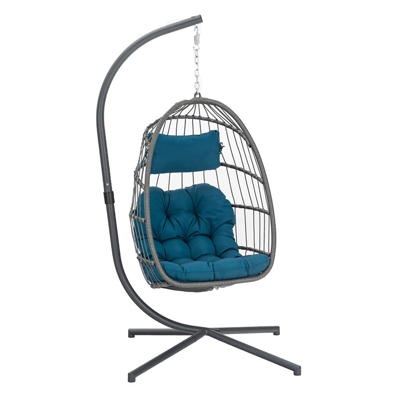 Luxurious Outdoor Egg Hanging Chair with Stand - All-Weather Rattan Swing for Patio & Bedroom