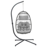 Luxurious Outdoor Egg Hanging Chair with Stand - All-Weather Rattan Swing for Patio & Bedroom