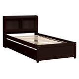Twin Size Trundle Bed with Bookcase for Kids
