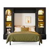 88"H Queen Size Murphy Platform Bed with Shelf