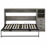 Twin Size Murphy Bed with 3 Drawers and LED Light