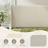 Yechen Boucle Upholstered Bed Frame Wingback Bed with Enclosed Design