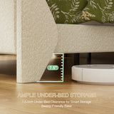 Yechen Boucle Upholstered Bed Frame Wingback Bed with Enclosed Design