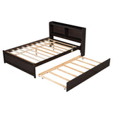 Twin Size Trundle Bed with Bookcase for Kids
