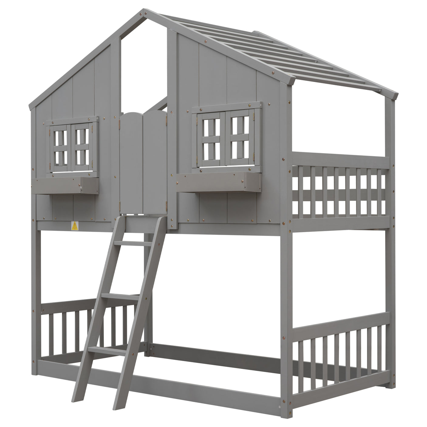 Twin over Twin House Bunk Bed with Roof