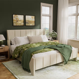 Yechen Boucle Upholstered Bed Frame Wingback Bed with Enclosed Design